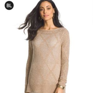 Chicos Black Label Open Stitch Pullover (O)